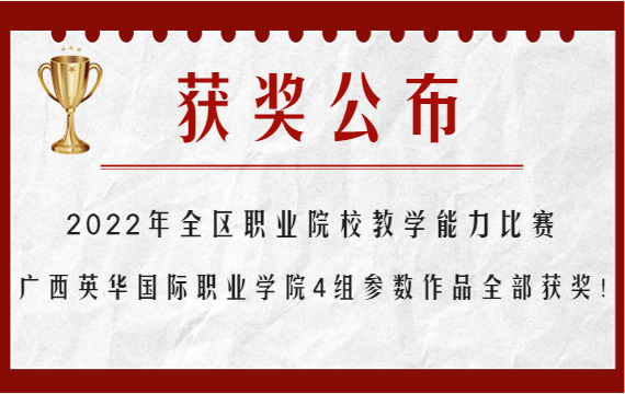 全区职业院校教学能力比赛，西甲4组作品全部获奖！
